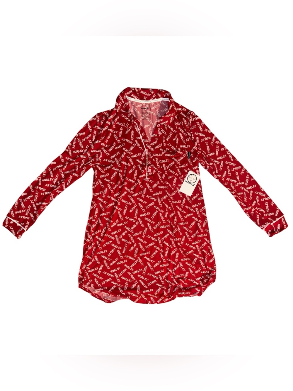 Hurley Red Long-Sleeve Logo-Print Girls' Pullover Tunic